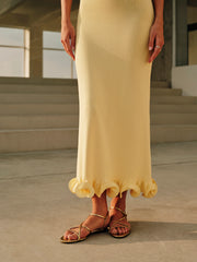 Cold-Shoulder Knit Ruffle Dress