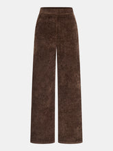 Mid-Waist Velvet Wide-Leg Pants