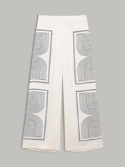 Mid-Waist Geometric Print Wide-Leg Pants
