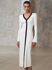 Contrast Trim Knit Maxi Dress