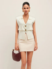 Metal Buttons Knit Vest