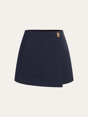 Metal Detail Asymmetric Skort