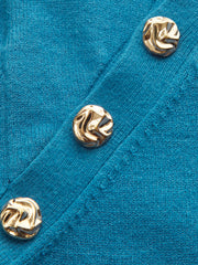 Asymmetrical Metal Button Knit Top