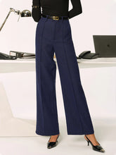Mid-Waist Tweed Straight-Leg Pants