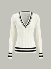 Cable-Knit Stripped Sweater