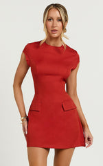 Wyatt Mini Dress - Short Sleeve Corset A Line Dress in Red