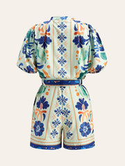 Floral Print Tie-Waist Jumpsuit