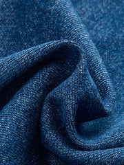 Metal Button Tie-Back Denim V-Neck Shorts Set