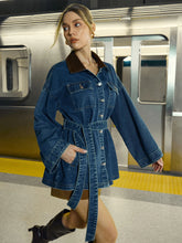 Denim Belted Lapel Jacket