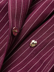 Pinstripe Cross-Front Collared Bodysuit