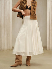 Semi-Sheer Chiffon Mid-Waist Maxi Skirt