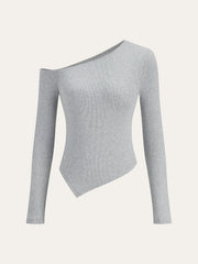 One-Shoulder Long Sleeve Top and Pants Set