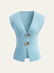 Shell Button Knit Vest