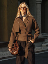 Belted Double-Breasted Tweed Coat