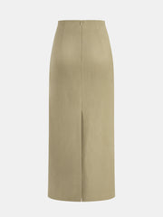 Belted Asymmetrical Drape Skirt