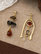 Asymmetrical Gemstone Drop Earrings With Hand Detail