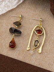 Asymmetrical Gemstone Drop Earrings With Hand Detail