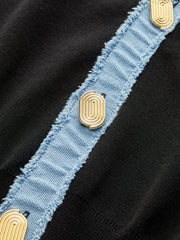 Denim Placket Button Knit Vest