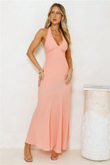 Polished Edge Halter Maxi Dress Orange