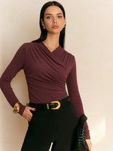 Ruched Cross-Front Long Sleeve Bodysuit