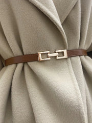 Square Buckle Slim Leather Belt