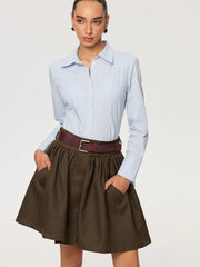 Belted Pocket Pleated Mini Skirt