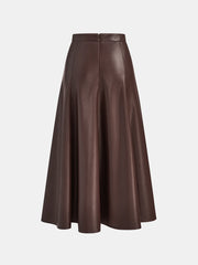 PU A-Line Mid-Waist Skirt