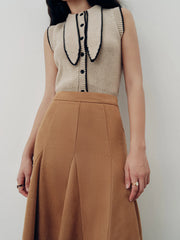 Suede Effect A-Line Maxi Skirt