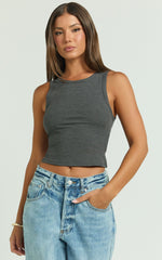 Can't You Tell Top - Ribbed Tank Top in Charcoal