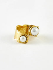 Golden Tunnel Pearl Open Ring