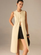 Sleeveless Knit Midi Top with Metal Button Front