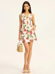 Floral Printed Vest and Skirt Set