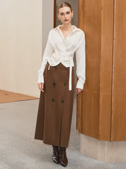 Long Sleeve Wrap-Tie Waist Shirt