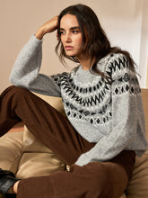 Fair Isle Pattern Crew Neck Knit Sweater