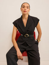 Belted Peplum Vest with Metal Buckle Detail