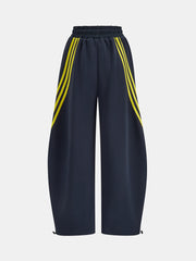 Striped Drawstring Curved-Leg Sweatpants