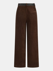 Mid-Waist Corduroy Belted Pants