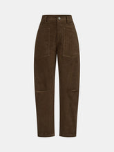 Corduroy Mid-Waist Curved-Leg Pants