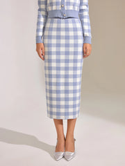 Vintage Plaid Wool Blend Sweater Skirt