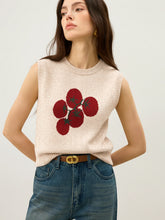 Tomato Patterned Wool Blend Knit Vest