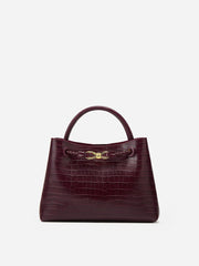 Crocodile-Embossed PU Leather Tote Bag