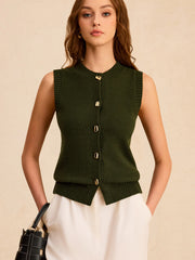 Metal Button Knit Vest