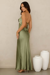 Ultimate Style Satin Maxi Dress Green