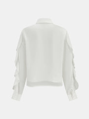 Ruffled Shirt and Midi Skirt Set with Belt