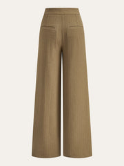 Pleated Pinstriped Wide-Leg Pants
