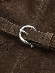 Belted Distressed Faux Leather Vest