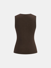 Wool Blend Metal Button Vest and Skirt Set