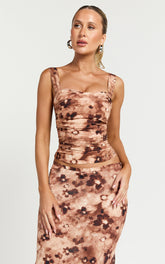 Lioness - Cobain Corset in Chocolate Floral