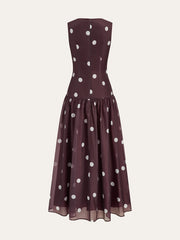 Polka Dot Sleeveless Chiffon Maxi Dress