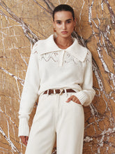 Eyelet Collared Knit Sweater